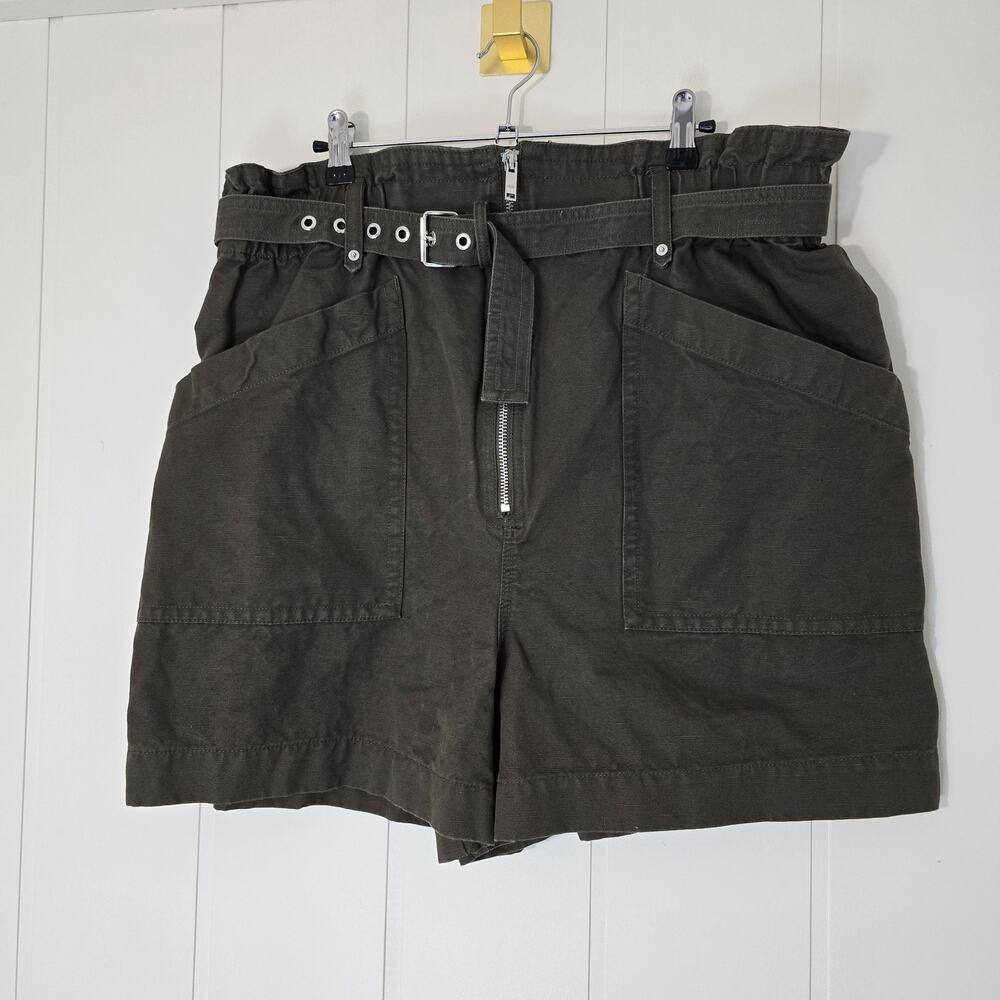 Banana Republic Olive Green Paperbag Waist Shorts with Belt